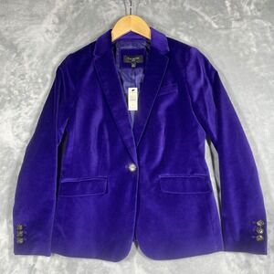 Talbots Petites Purple Velvet Blazer Single Button Jacket 4P Womens NEW $129
